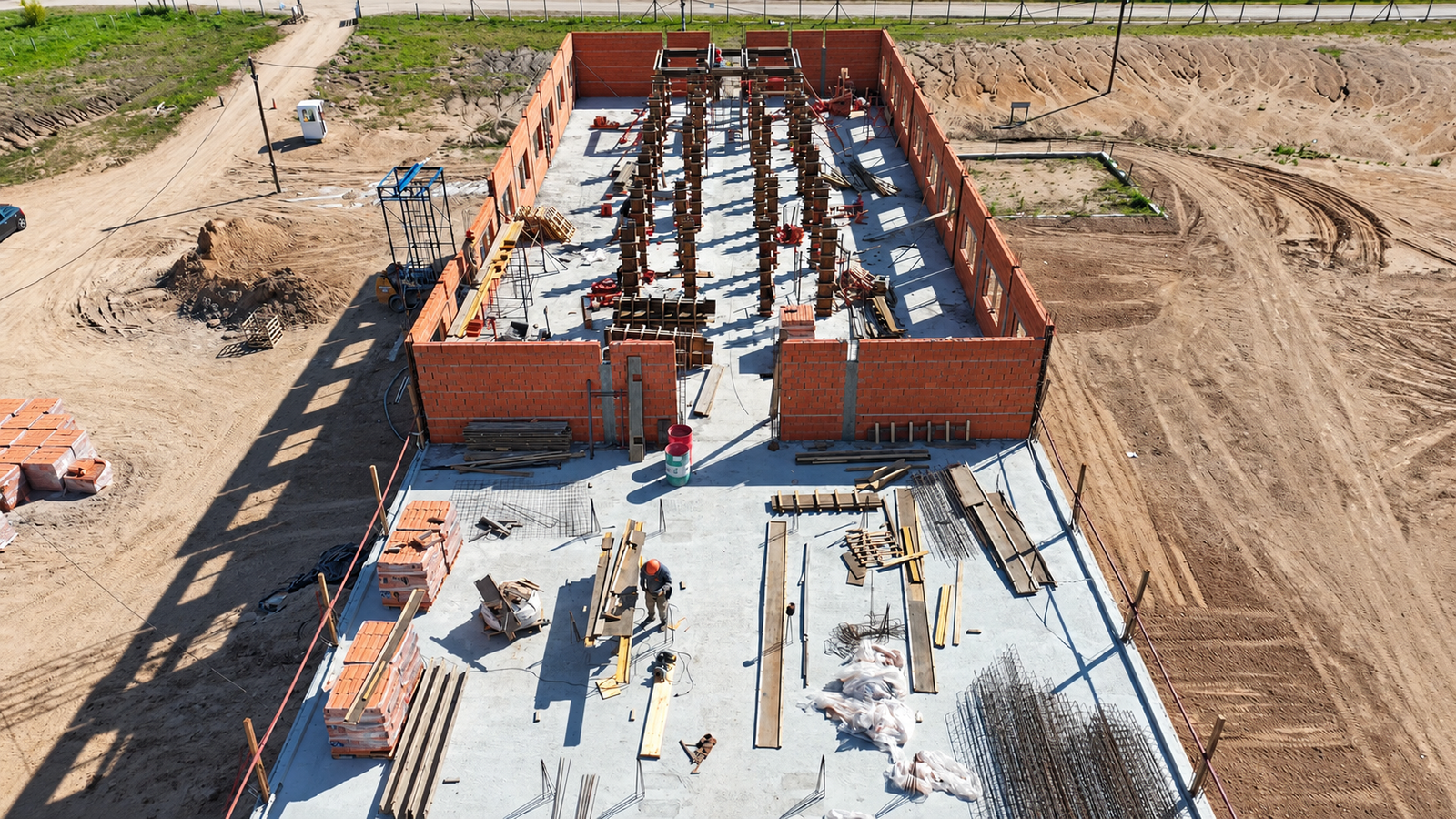 Obra de construcción vista desde arriba